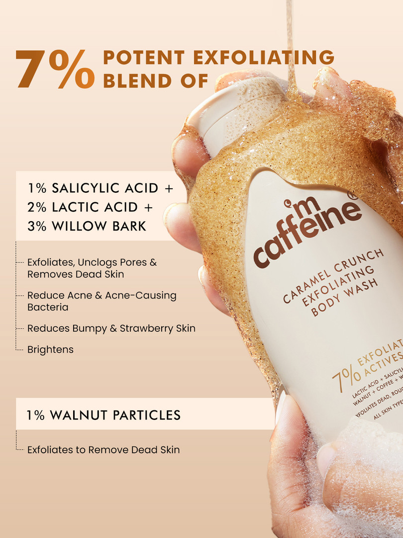 MCaffeine 7% Exfoliating Body Wash with 1% Salicylic, 2% Lactic Acid for Body Acne- 300ml